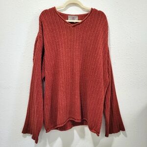 The Territory Ahead Red Knit Chunky Bohemian Pullover Sweater